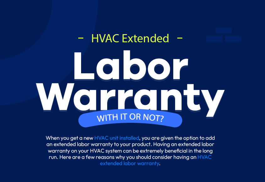 Promotional graphic for HVAC extended labor warranty discussion, based in Conroe, TX.